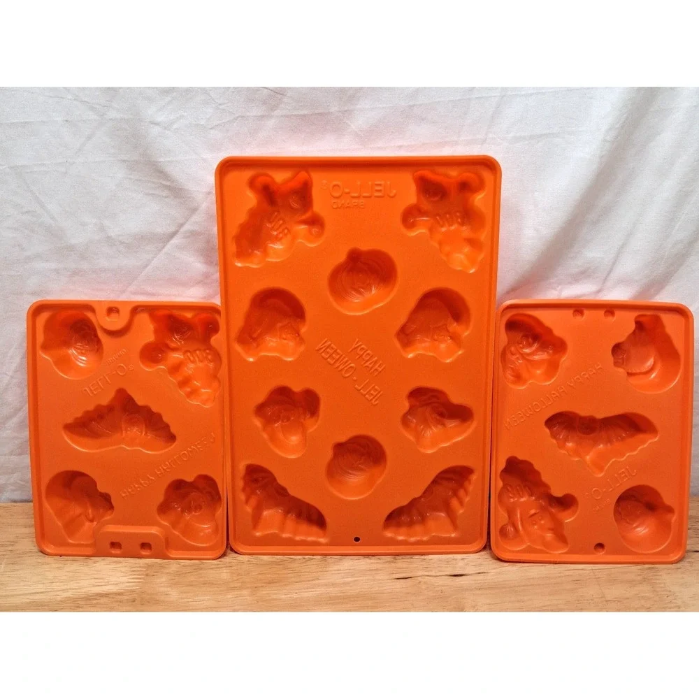 3 Vintage Jello Jigglers Mold Halloween Shapes Jell-o Shots Bats Ghosts Pumpkins